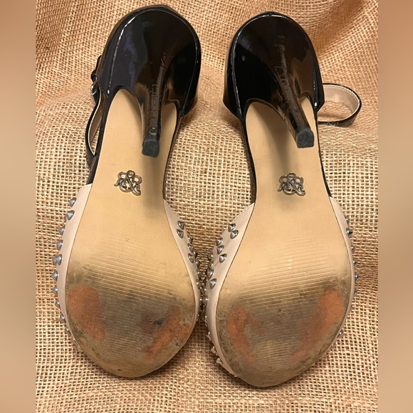 ROCK & REPUBLIC Studded Platform Stiletto Black/Cream w/Ankle Buckle Size 7 - Picture 9 of 11